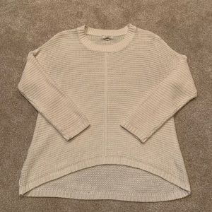 High-Low Cream Crewneck Sweater